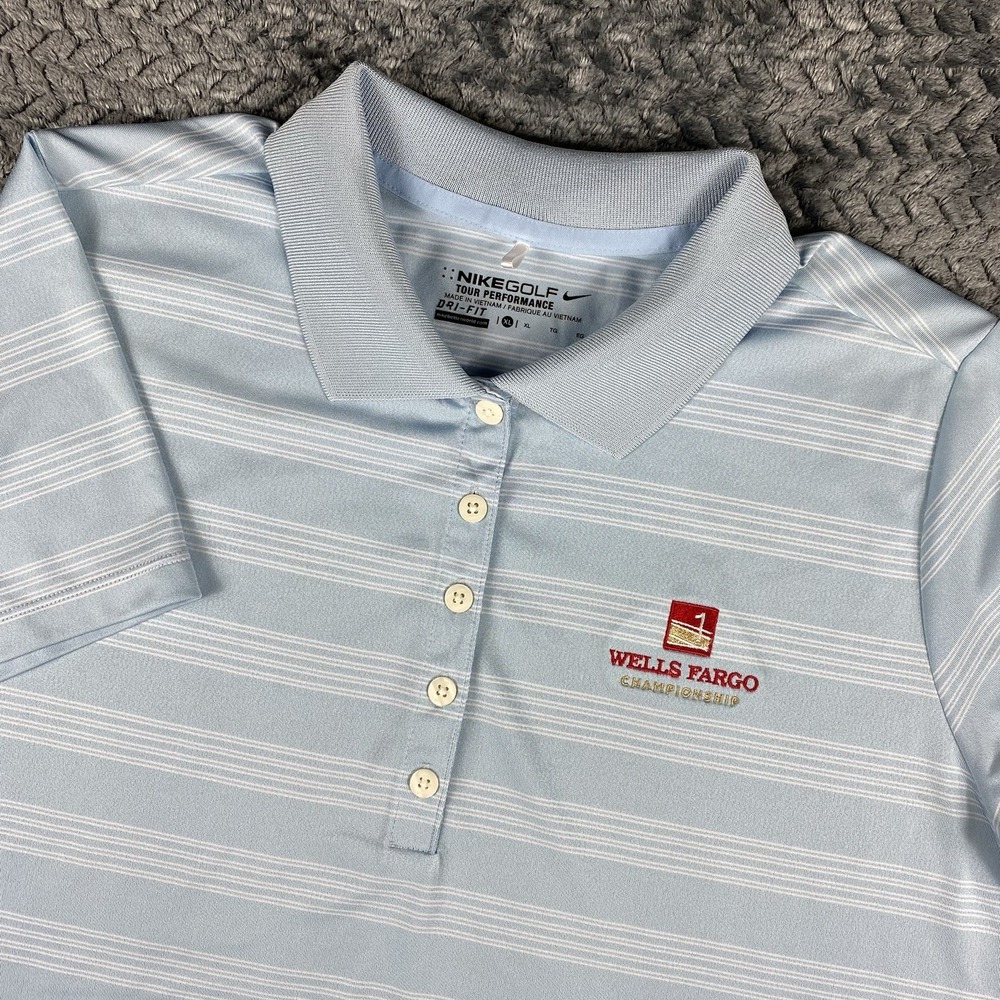 Nike Golf Dri-FIT Polo Shirt Women's XL Blue Wells Fargo Championship PGA